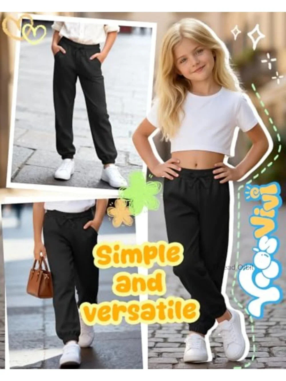Girls Jogger Pants Athletic Elastic Waist Sweatpants Running Yoga